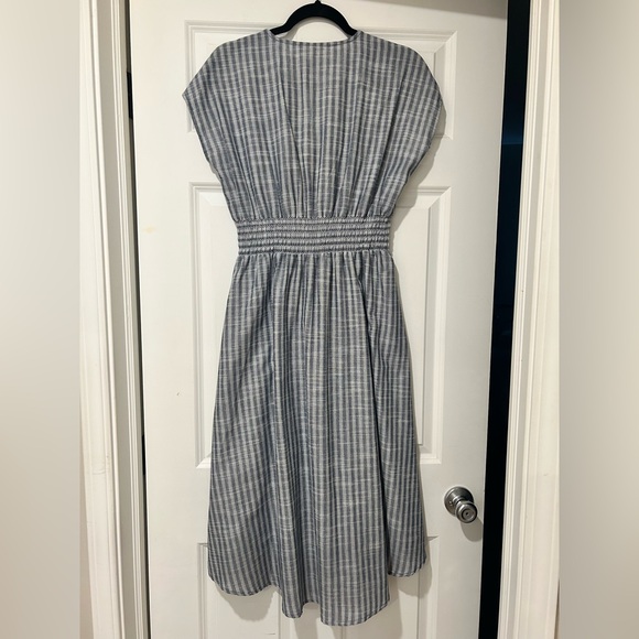 NWOT Max Studio Tie Front Cotton Blend Navy/White Train Striped Midi Dress - Picture 4 of 16